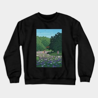 Iris garden at Meiji Shrine by Kawase Hasui Crewneck Sweatshirt